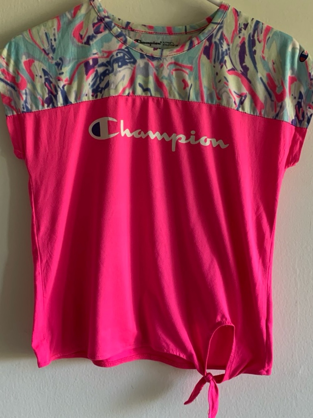 Champion Multicolor Tie-Dye Crewneck Tee in Pink, Blue, Purple